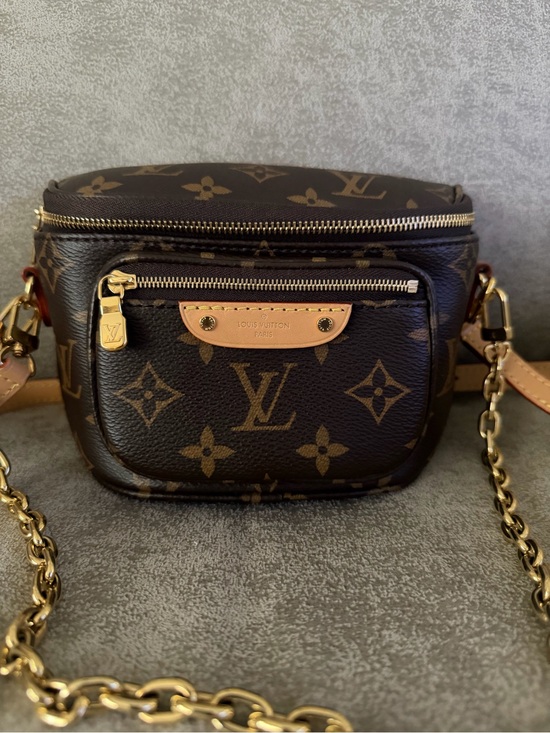 Louis Vuitton Handbags - *SOLD*Louis Vuitton Monogram mini bumbag w/Gold Chain and Natural Leather Trim